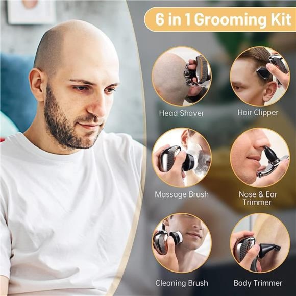 Men's Electric Head Shaver Razor - Rechargeable Cordless Head Shaving Razors - Picture 5 of 6